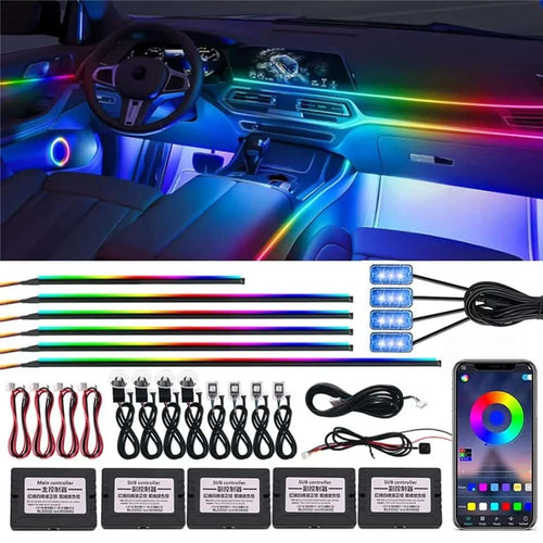 Kit 18 in 1 lumini ambientale interior auto dinamice RGB Symphony